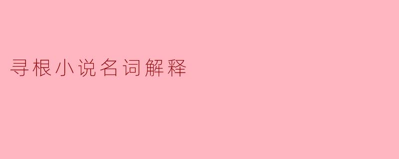 寻根小说名词解释