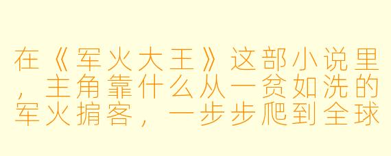 在《军火大王》这部小说里,主角靠什么从一贫如洗的军火掮客,一步步爬到全球地下军火帝国的巅峰?他最大的底牌,究竟是哪一批武器,还是某个不为人知的“贵人”?
