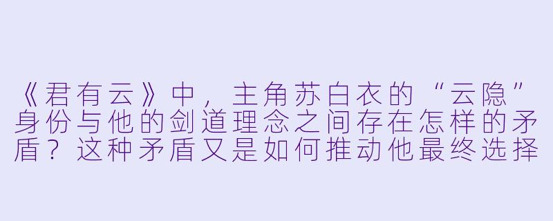 《君有云》中，主角苏白衣的“云隐”身份与他的剑道理念之间存在怎样的矛盾？这种矛盾又是如何推动他最终选择“以云为名，却行破云之事”的？