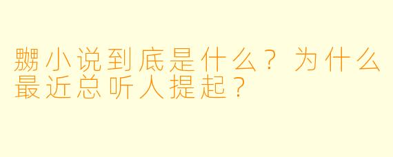 嬲小说到底是什么？为什么最近总听人提起？